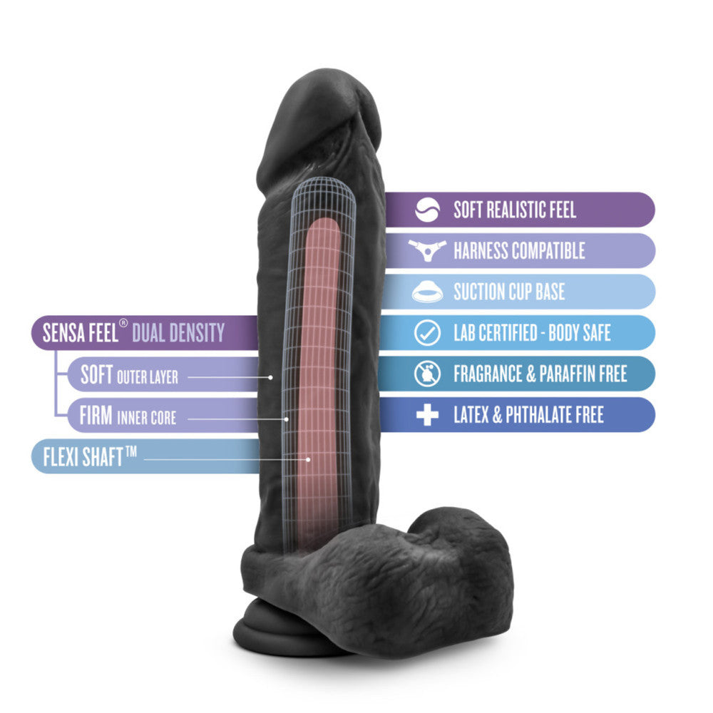 Double Layer Cyber Skin Au Naturel Massive 9" Black Dildo