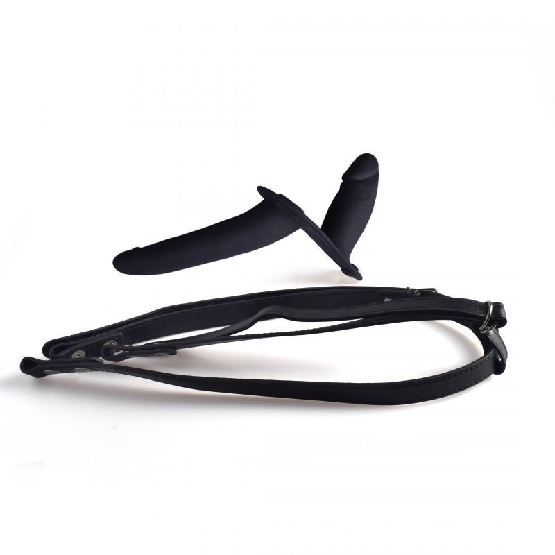 Double Strap-on belt made of silicone Dual Dildo black