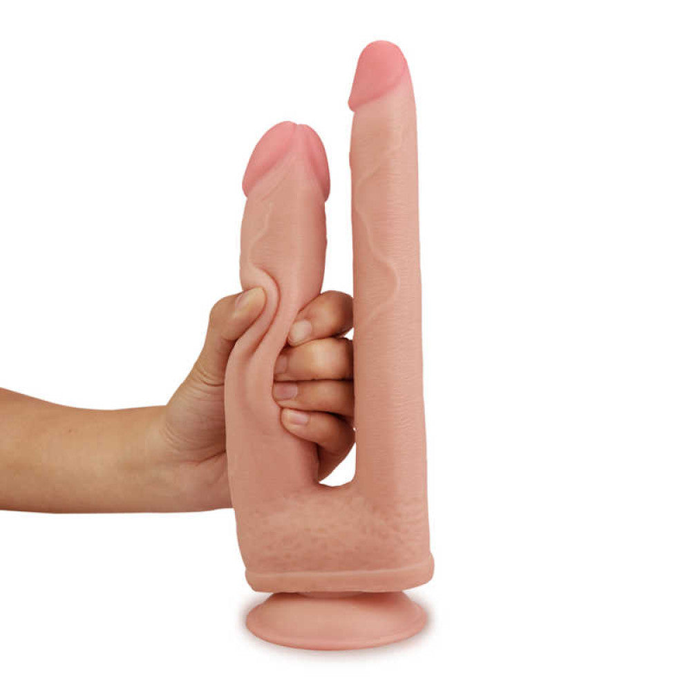 Double anal-vaginal dildo made of cyber skin