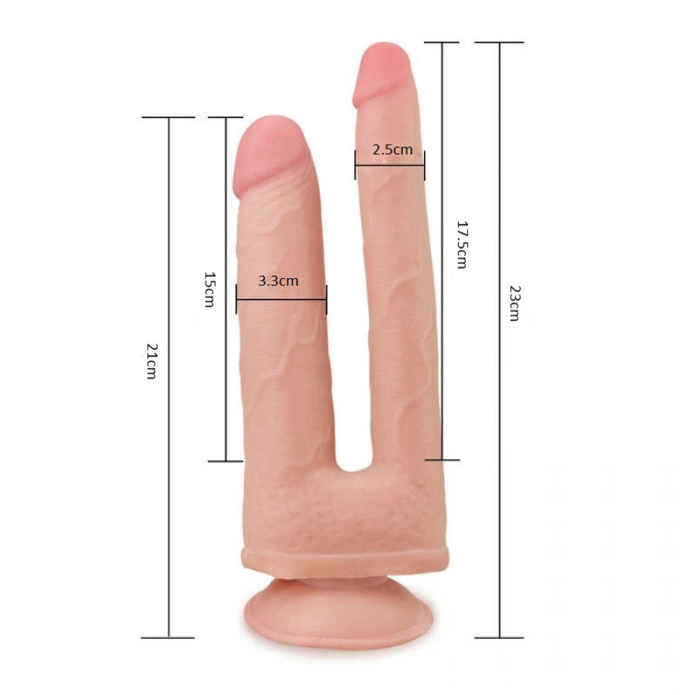 Double anal-vaginal dildo made of cyber skin