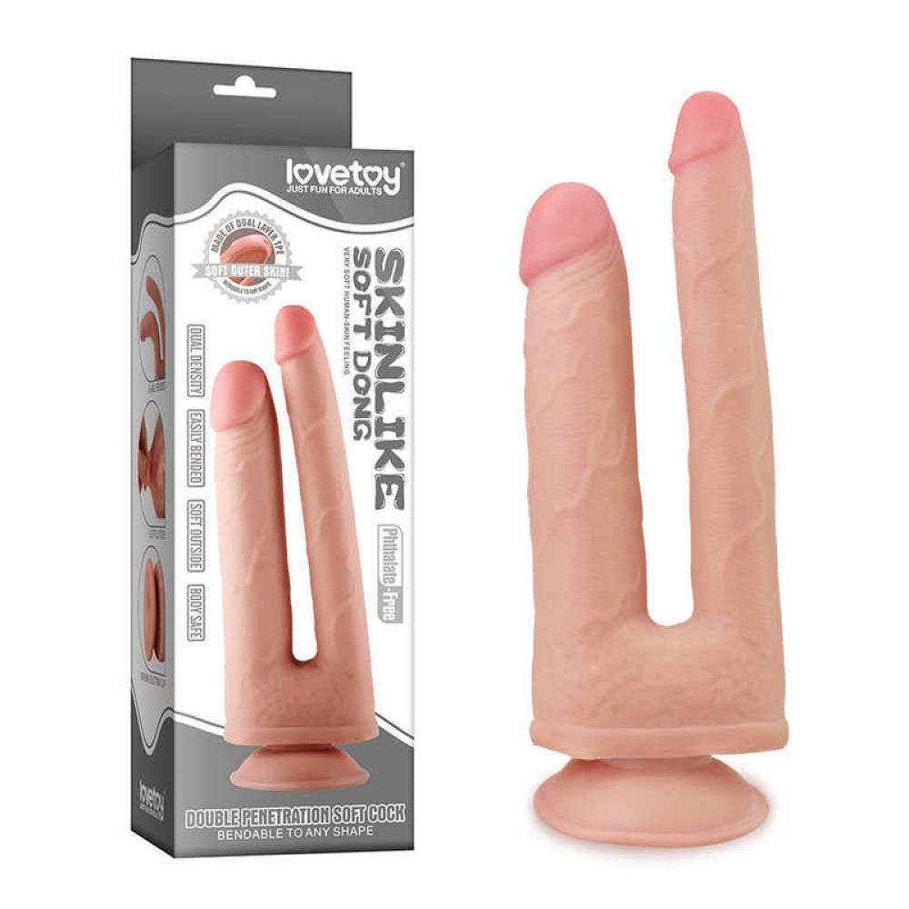 Double anal-vaginal dildo made of cyber skin