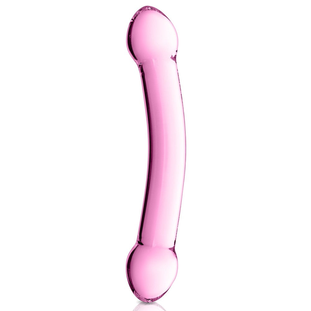 Double glass dildo Glossy 7 pink 19 cm.