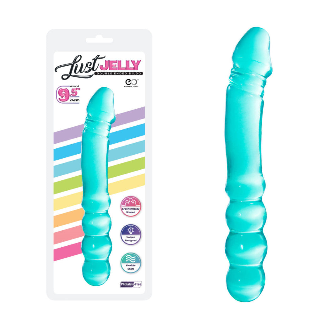 Double jelly dildo Just Jelly 24 cm. transparent blue