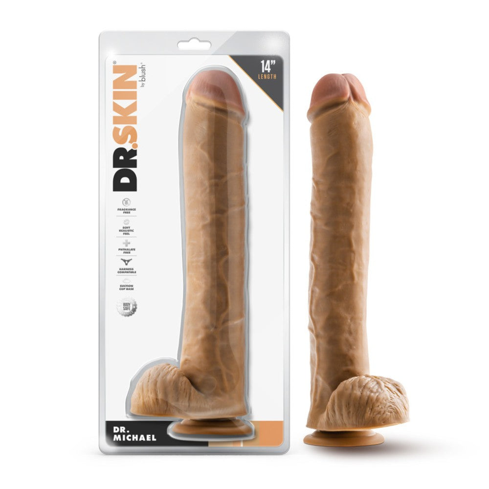 Dr. Big Realistic Testicle Dildo Skin Dr. Michael 14" mocha