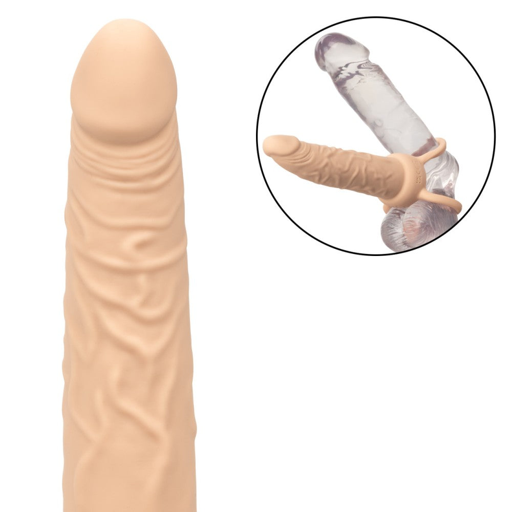 Dual Penetrator rechargeable silicone anal dildo with double cock ring