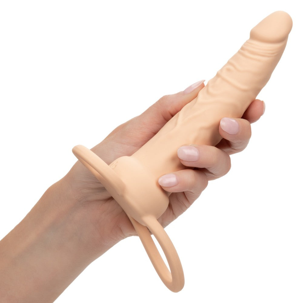 Dual Penetrator rechargeable silicone anal dildo with double cock ring