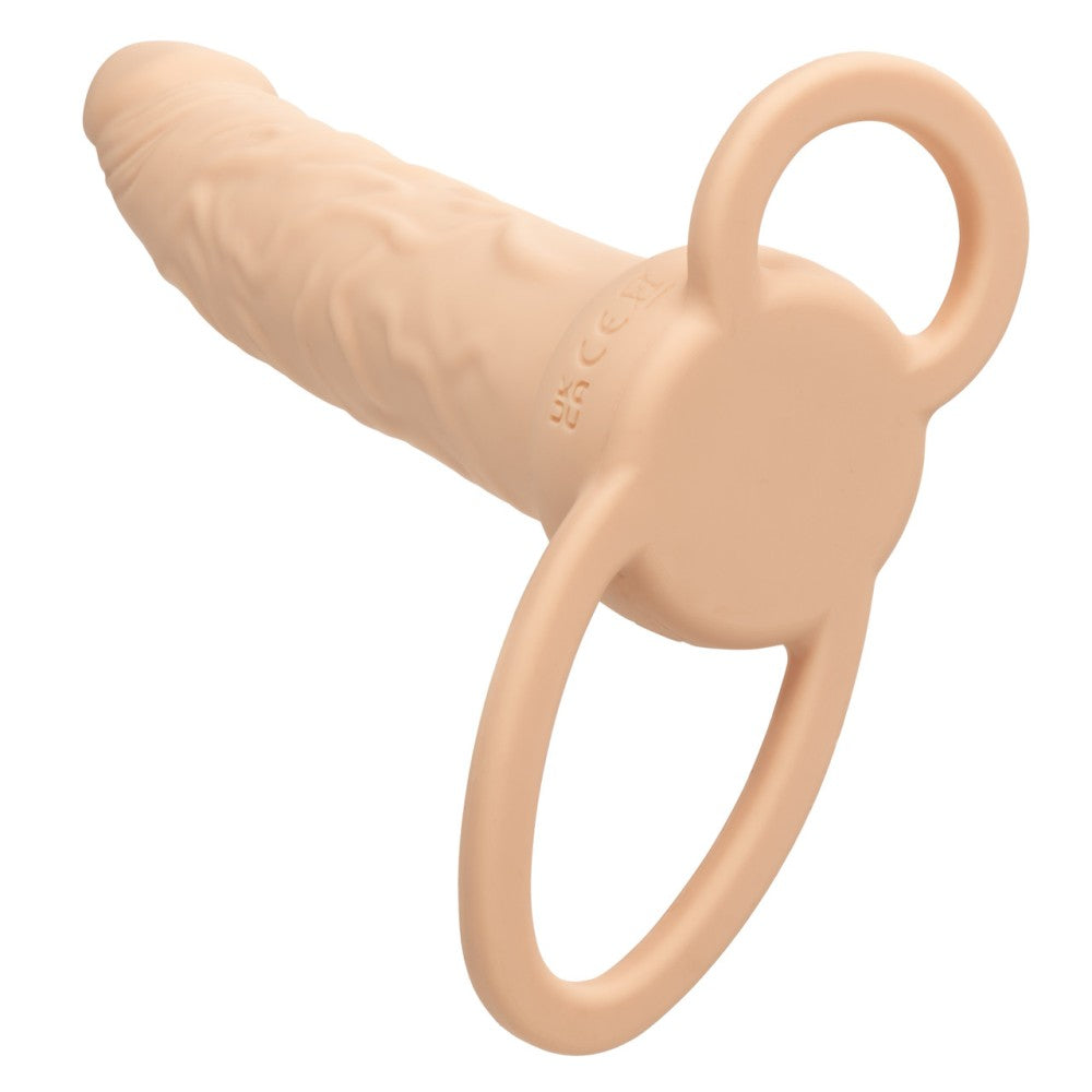 Dual Penetrator rechargeable silicone anal dildo with double cock ring