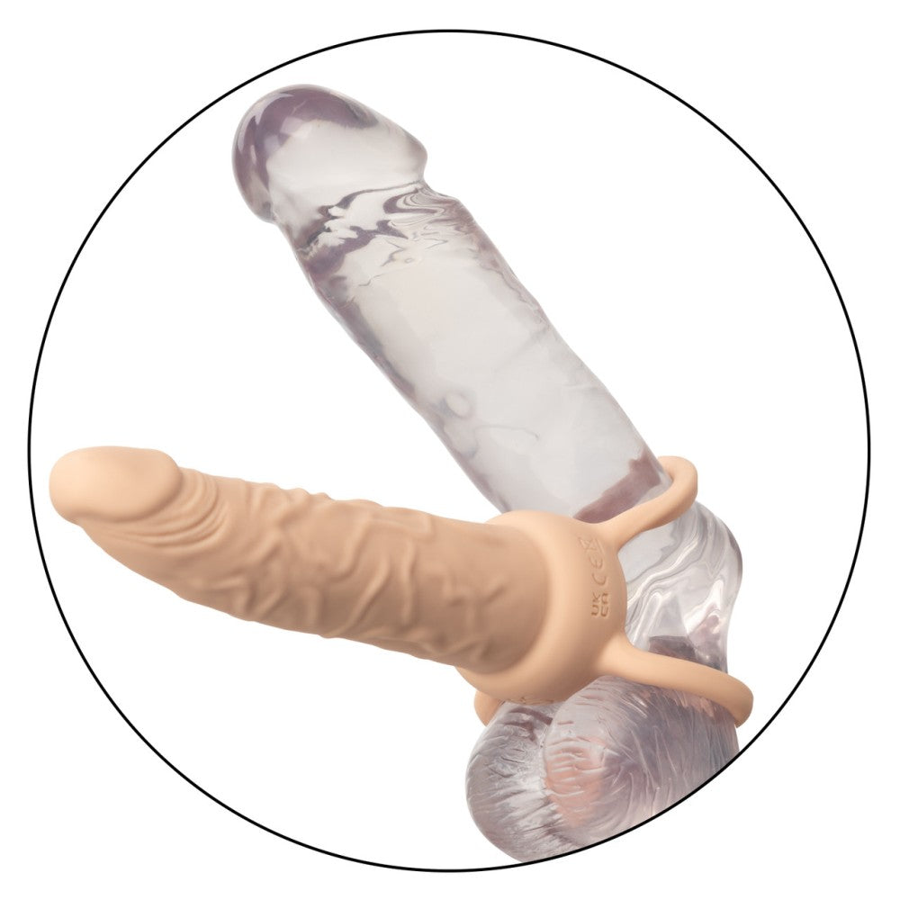 Dual Penetrator rechargeable silicone anal dildo with double cock ring