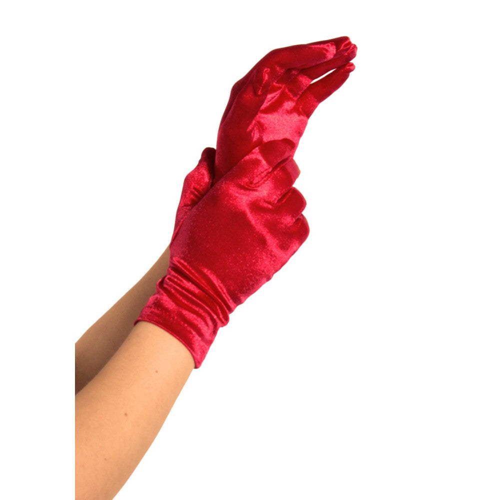 Elegant satin gloves Leg Avenue red