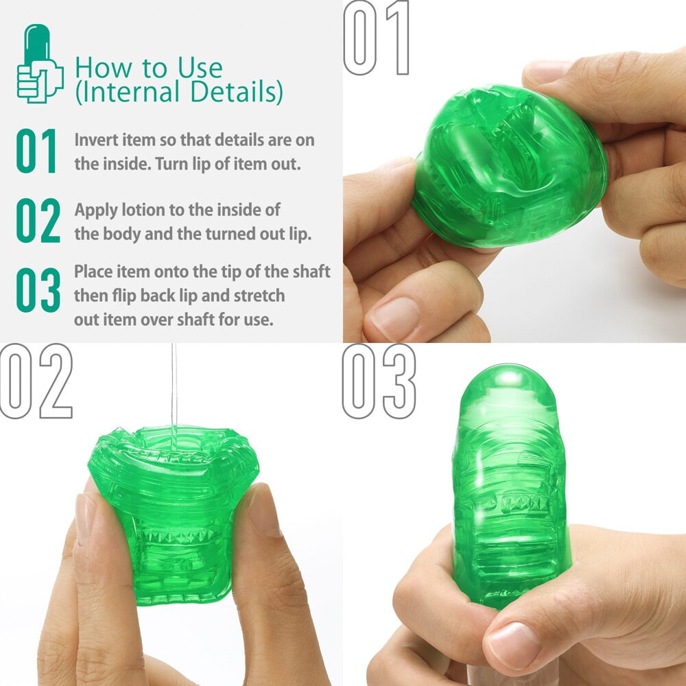 Embossed and compact unisex stimulator Tenga Uni Emerald