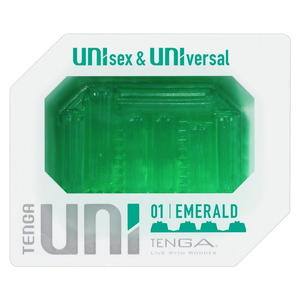 Embossed and compact unisex stimulator Tenga Uni Emerald