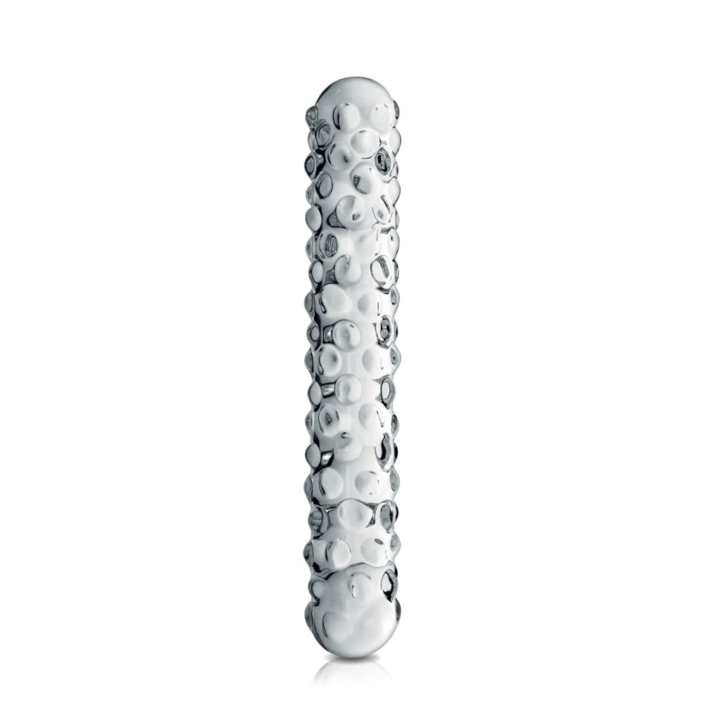 Embossed glass dildo Glossy #6 transparent