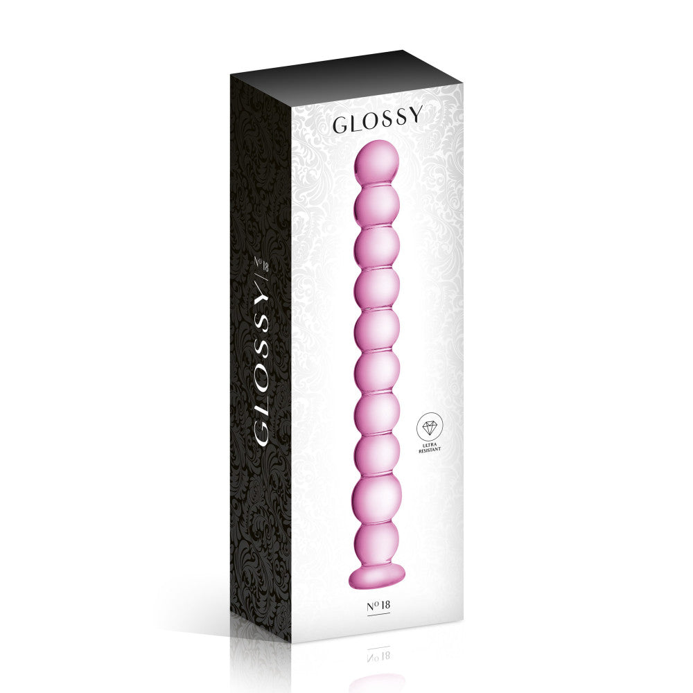 Embossed glass stimulator Glossy 18 pink