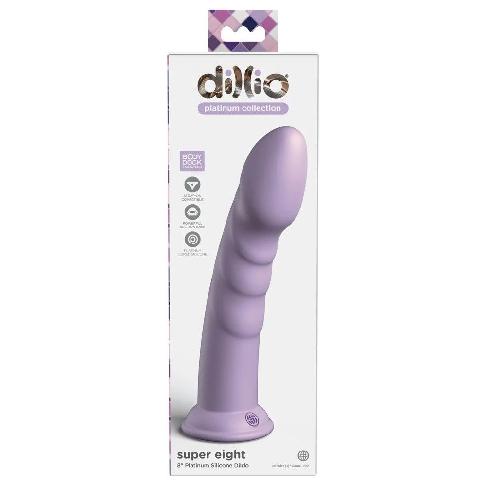 Embossed silicone Body Dock dildo Super Eight purple