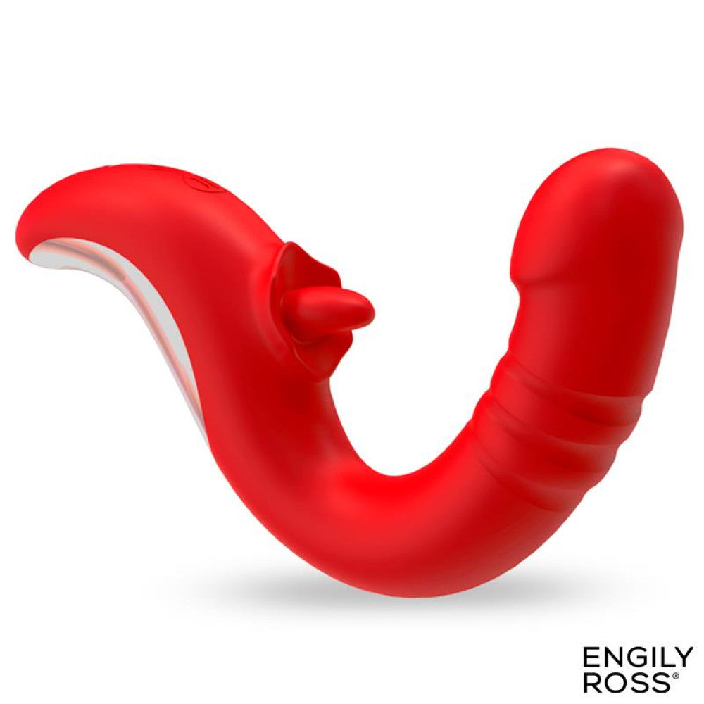 Engily Ross Drako Rechargeable Silicone G-Spot Thrusting Tongue Clitoris Stimulator