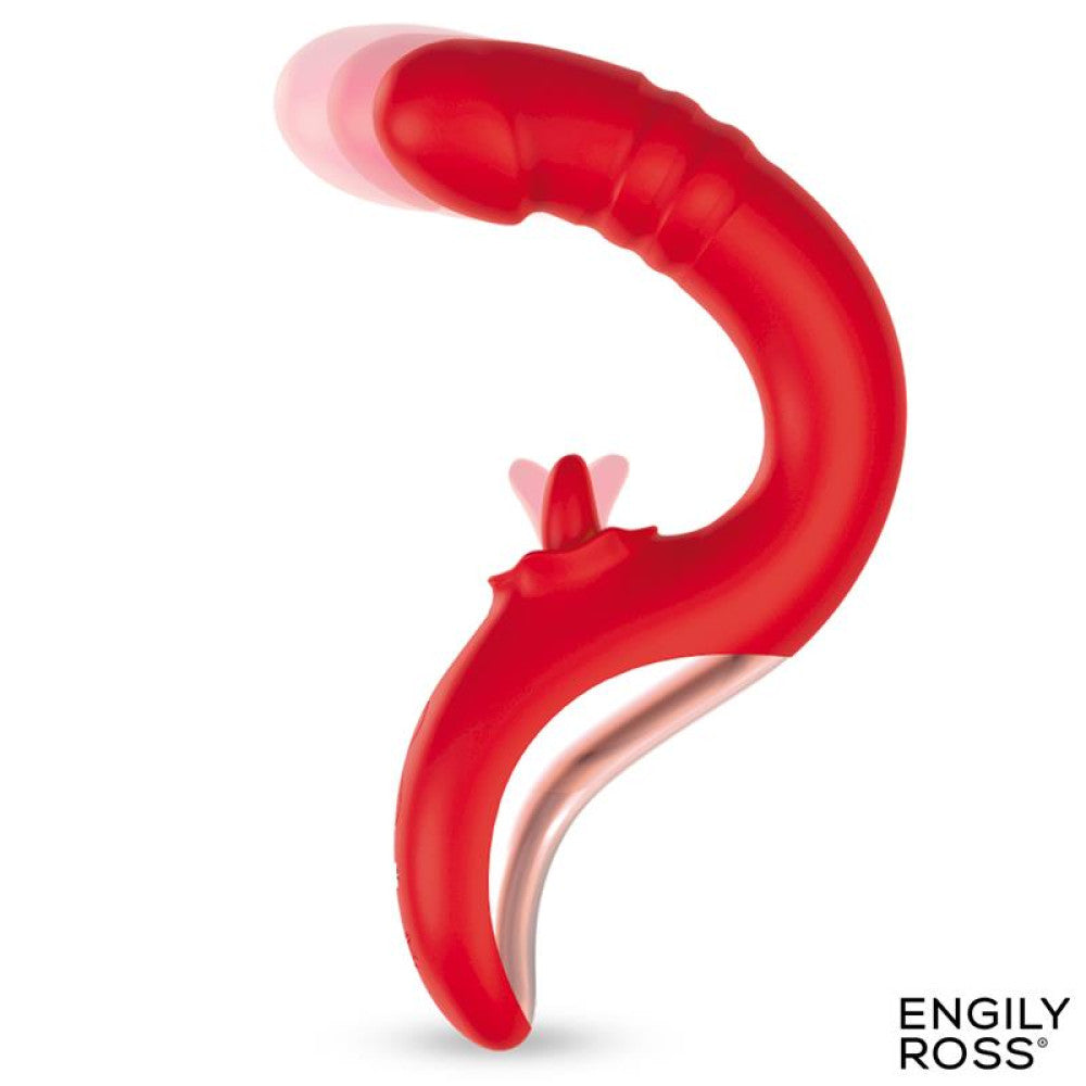 Engily Ross Drako Rechargeable Silicone G-Spot Thrusting Tongue Clitoris Stimulator