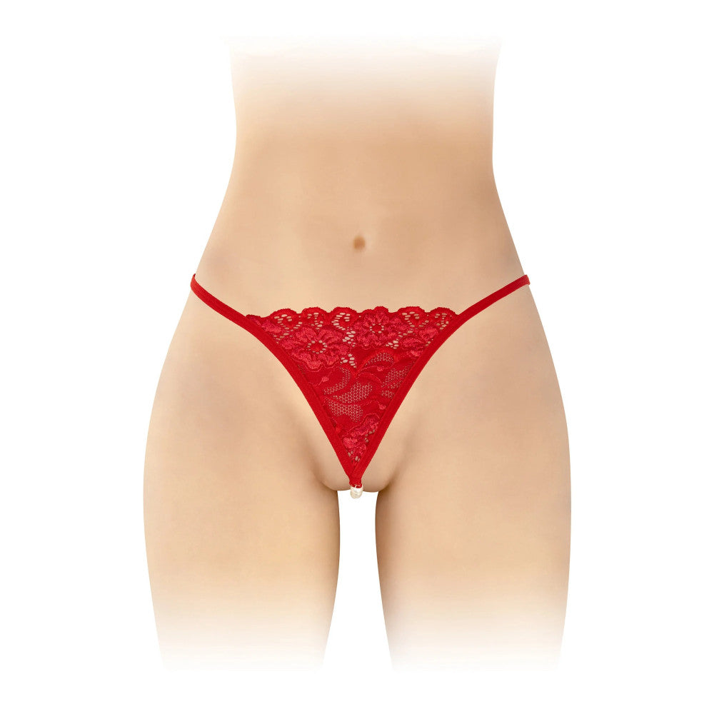 Erotic thongs with pearls Venusina red