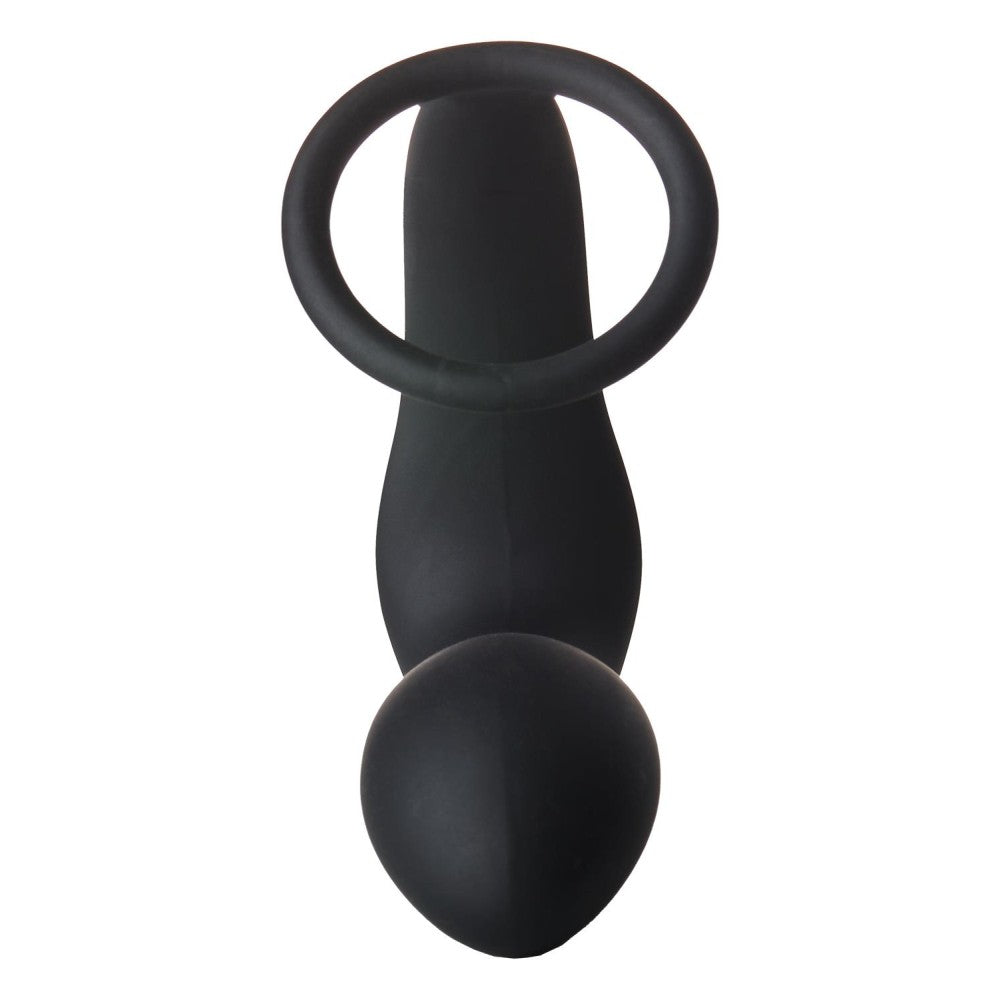 Fantastic vibrating silicone anal massager with cock ring