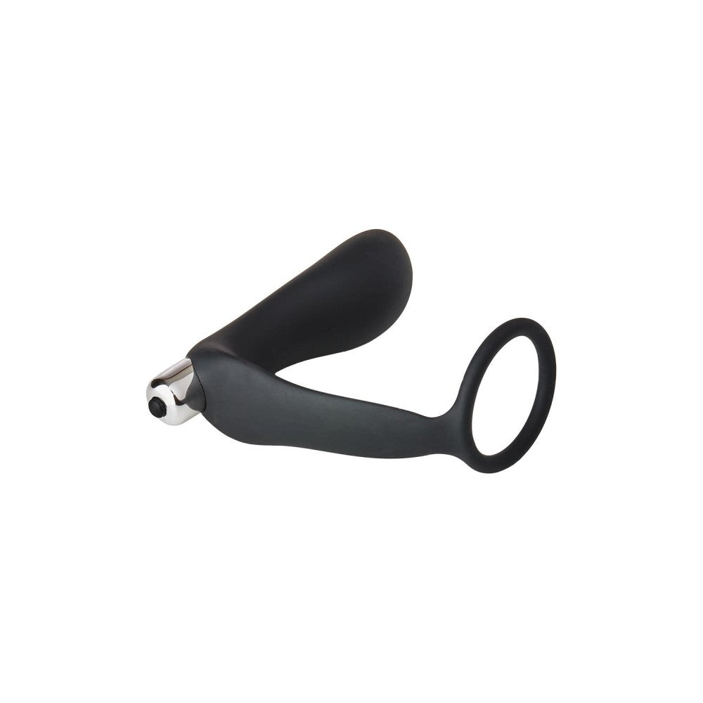 Fantastic vibrating silicone anal massager with cock ring