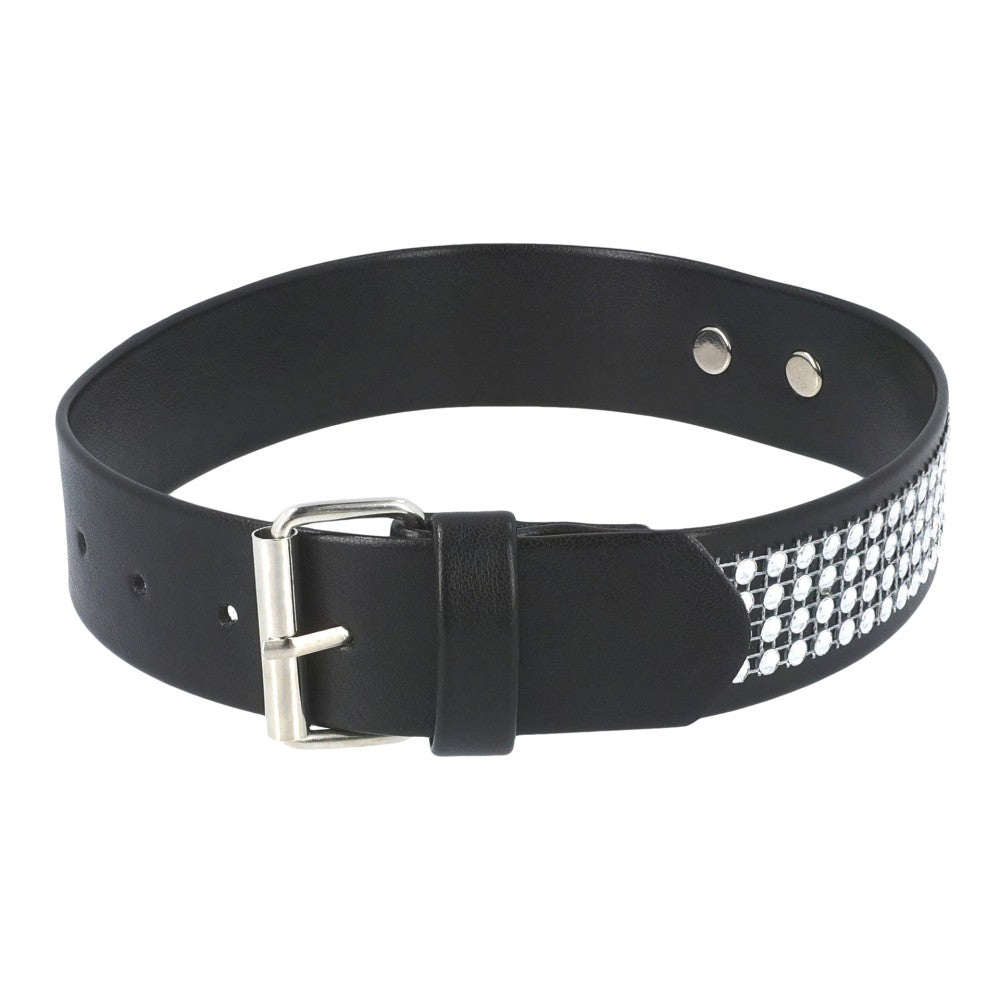 Fetish Adjustable White Crystal Collar