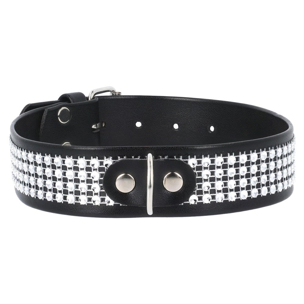 Fetish Adjustable White Crystal Collar