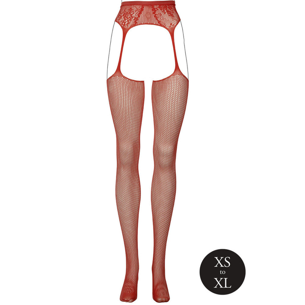 Fishnet tights-garter Le Desir red