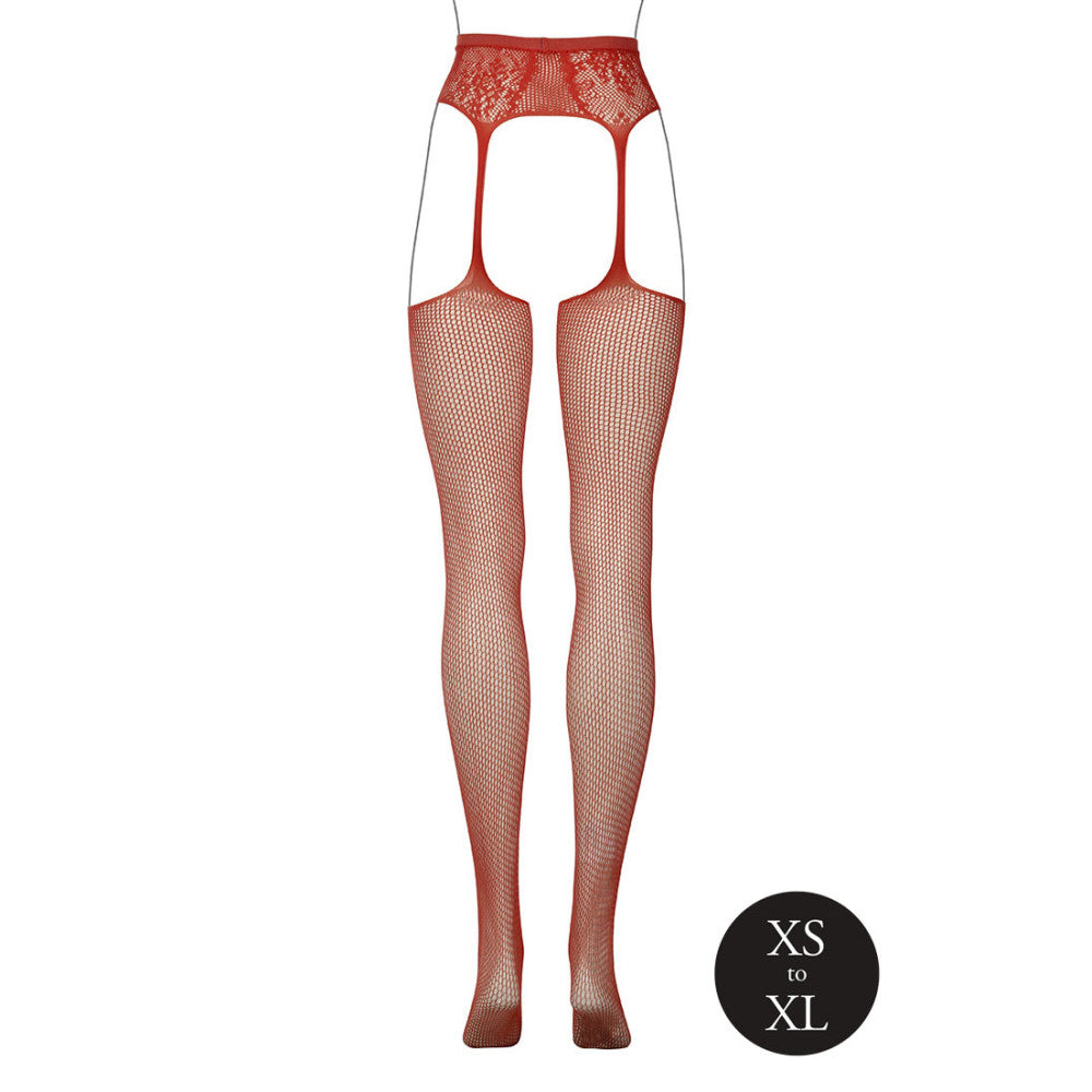 Fishnet tights-garter Le Desir red