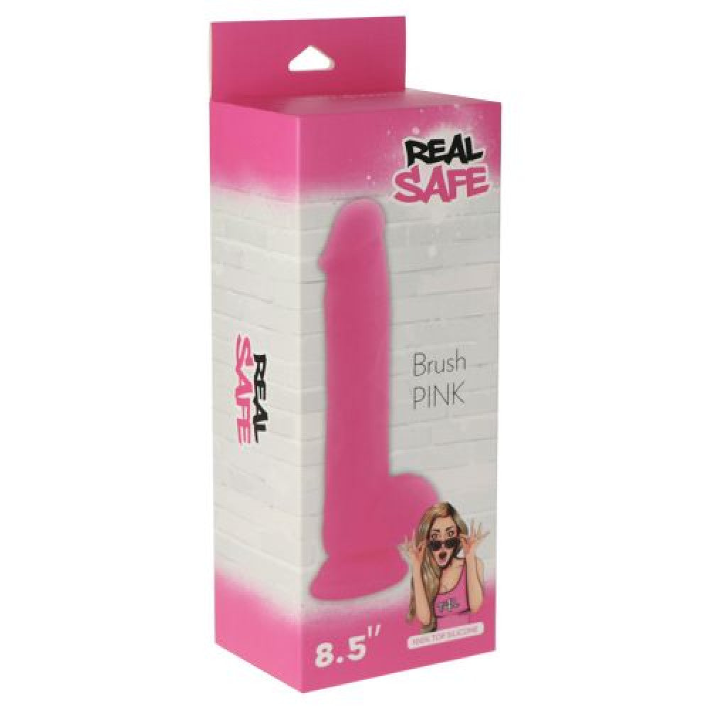 Flexible dildo with vacuum base made of 100% silicone Brush Pink