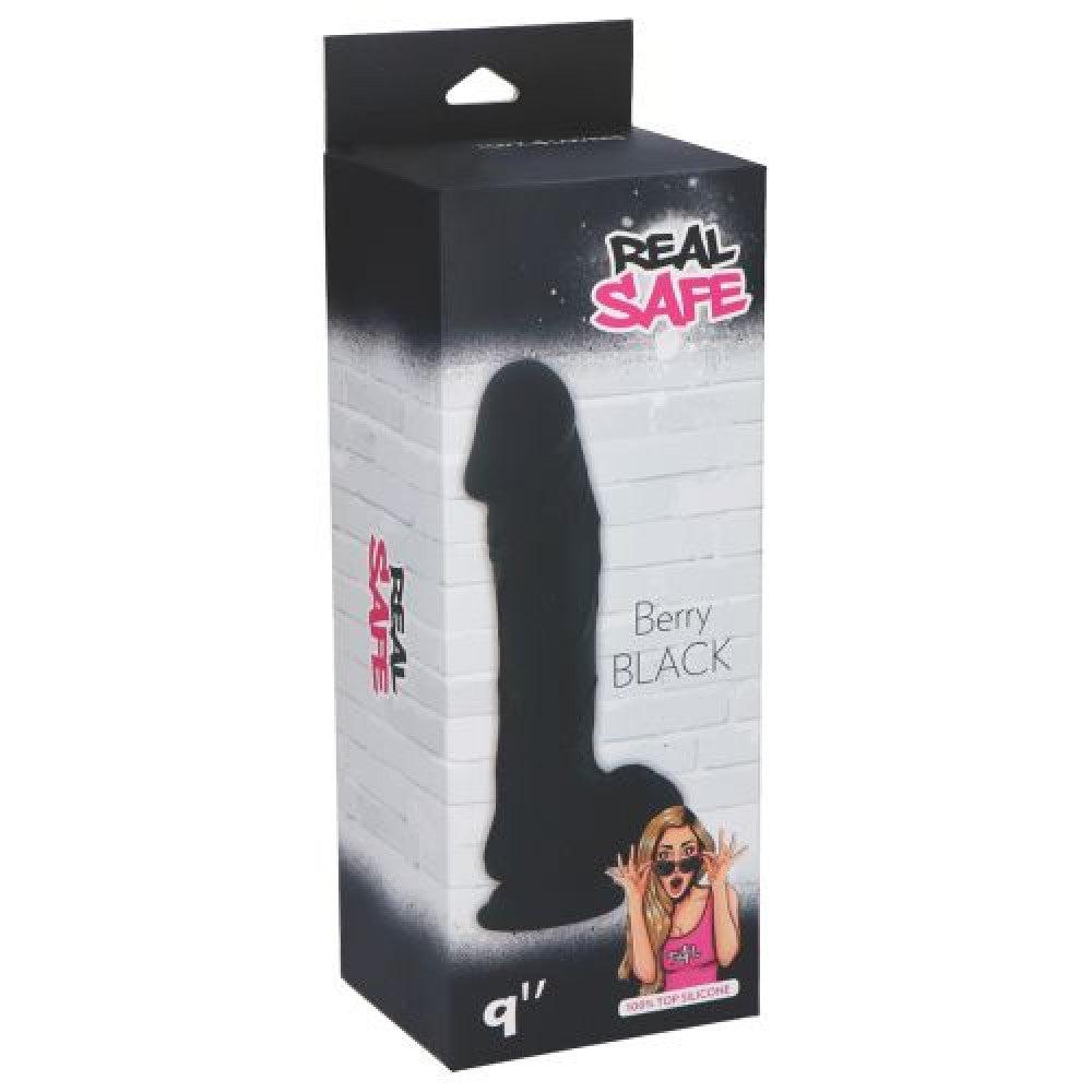 Realistic Suction Cup Silicone Dildo 9" Berry Black