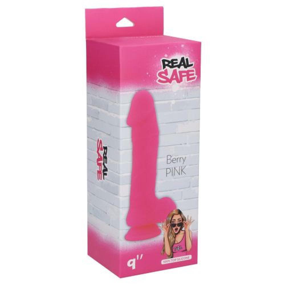 Realistic Suction Cup Silicone Dildo 9" Berry Pink