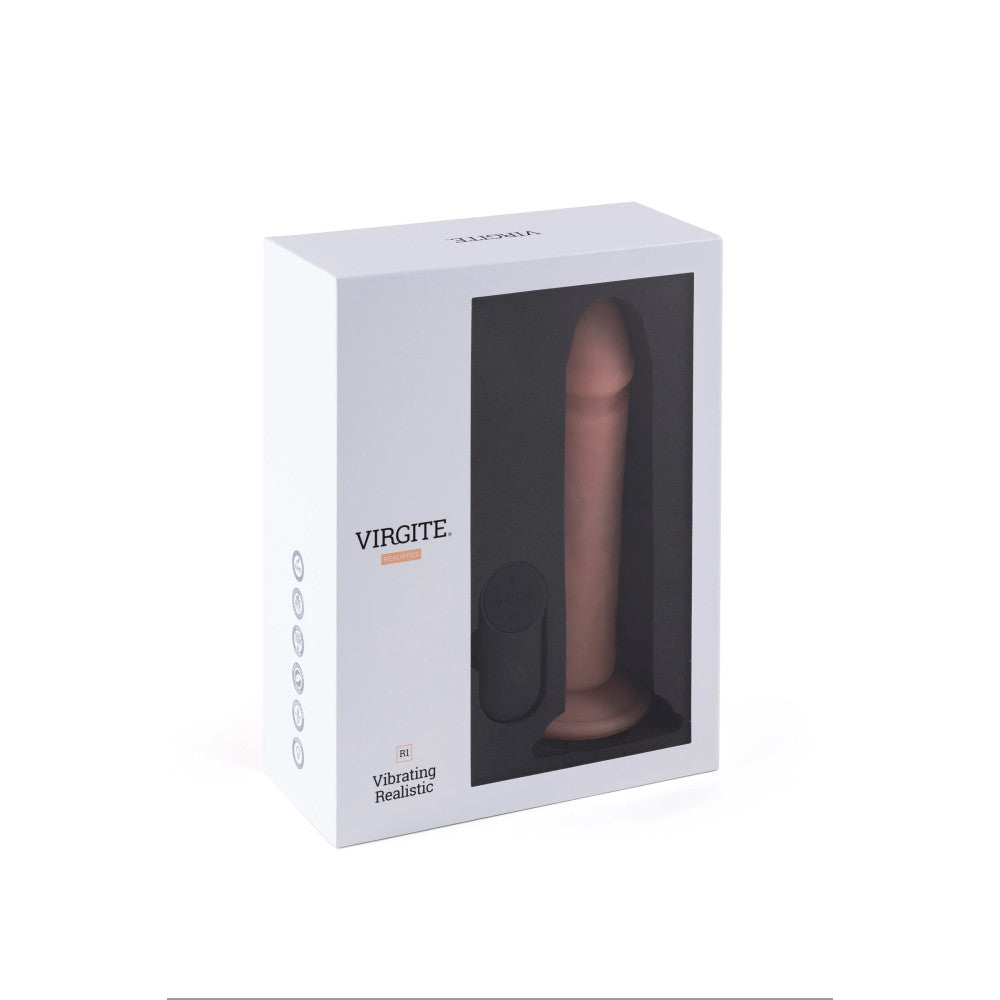 Flexible rechargeable liquid silicone vibrating dildo with Virgite R1 remote