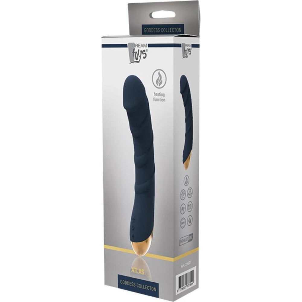 Flexible rechargeable silicone G-spot vibrator with Atlas heating function