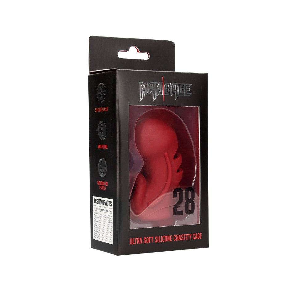 Flexible silicone penis cage ManCage 28 red