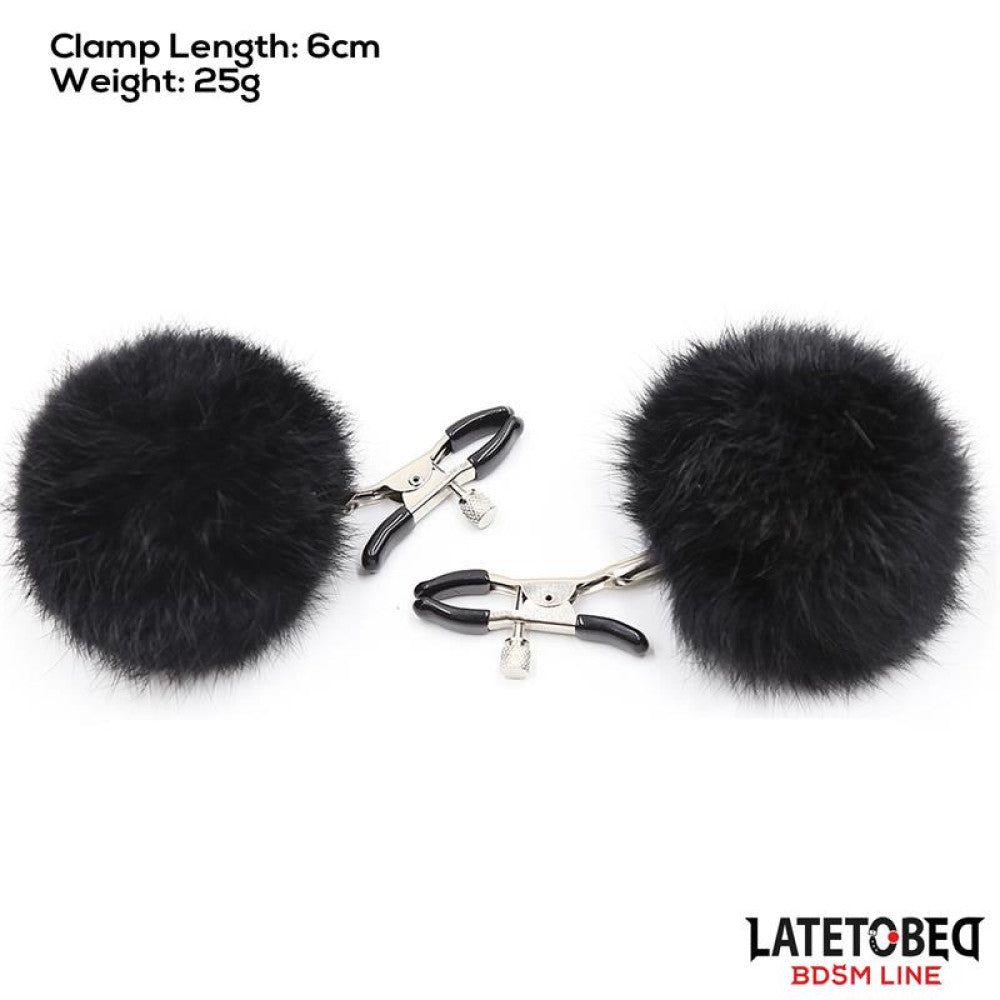 Fluffy Fur Ball Nipple Clamps