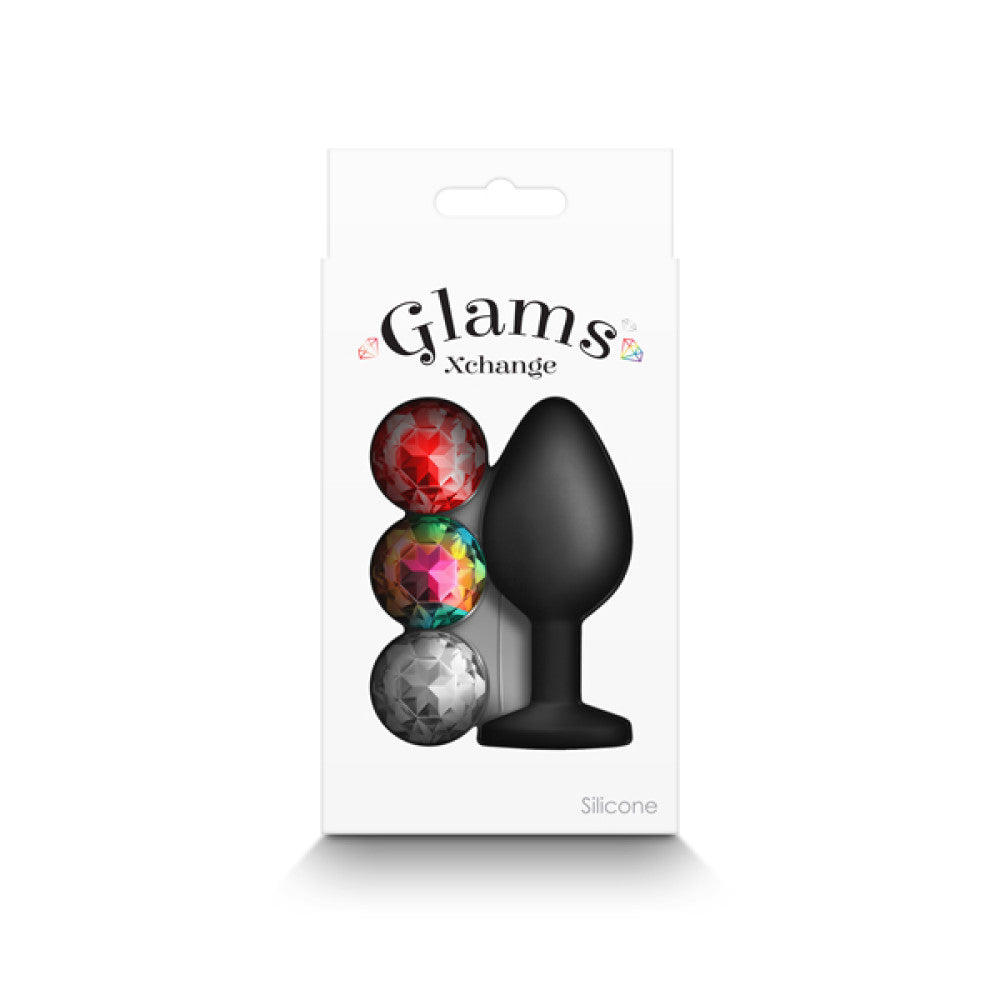 Glams Xchange M jewel anal dilator with 3 interchangeable crystals