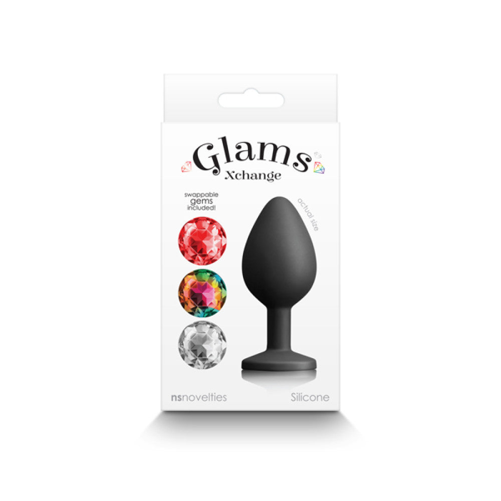 Glams Xchange M jewel anal dilator with 3 interchangeable crystals