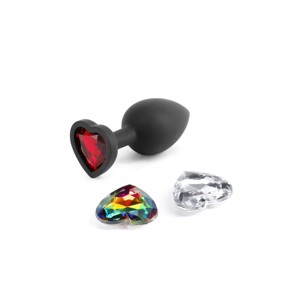 Glams Xchange S Jewel Anal Butt Plug with 3 Interchangeable Crystal Hearts