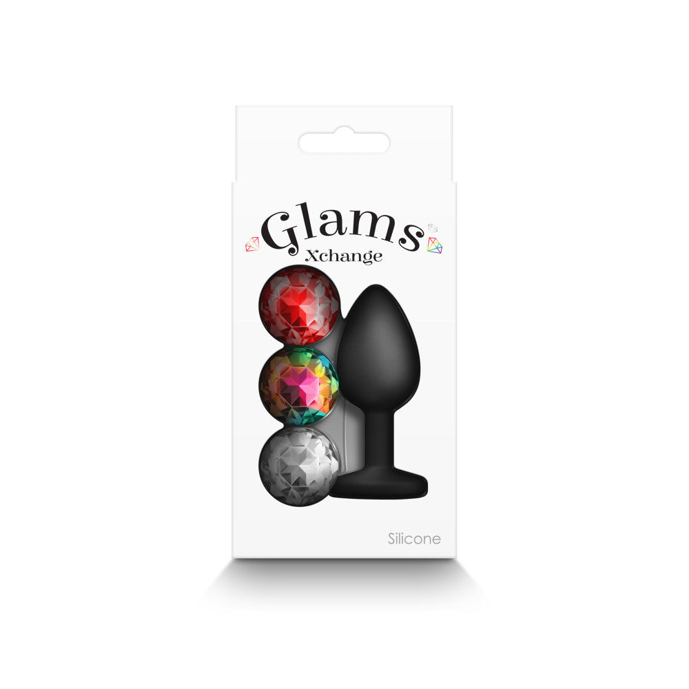 Glams Xchange S jewel butt plug with 3 interchangeable crystals