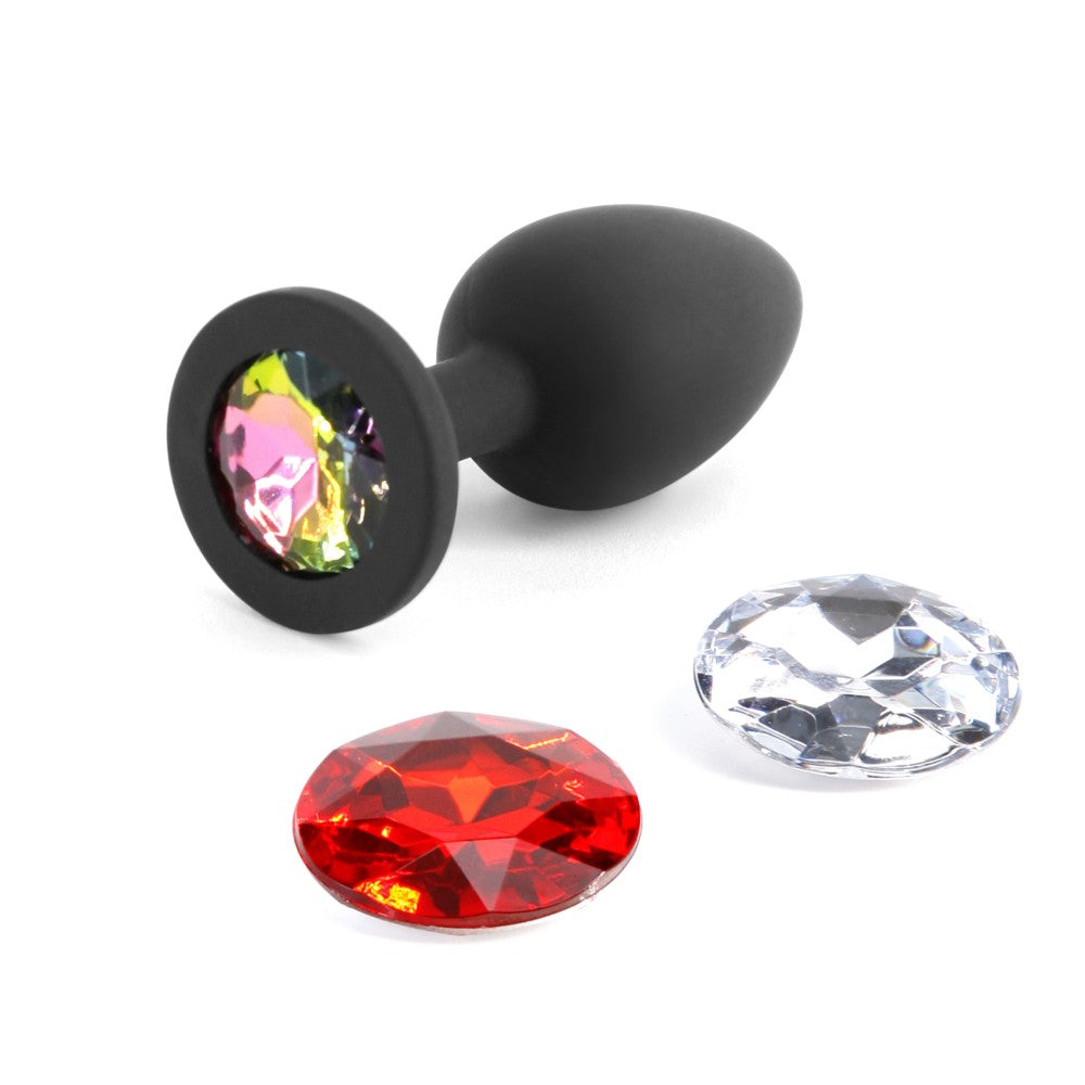 Glams Xchange S jewel butt plug with 3 interchangeable crystals