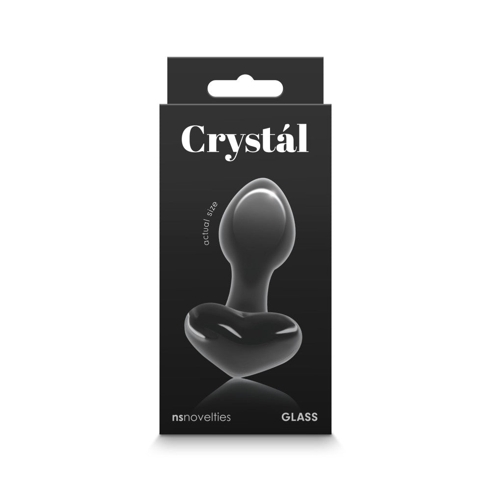 Glass Butt Plug Crystal Heart black