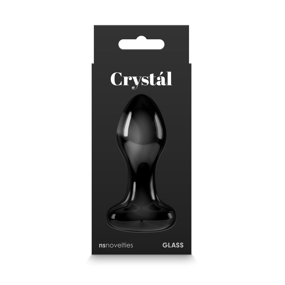 Glass Butt Plug Crystal Heart black