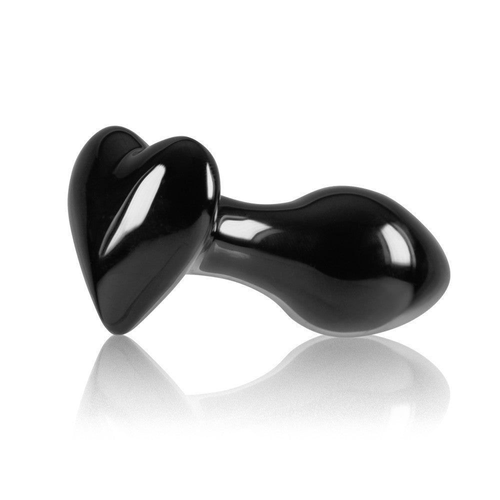 Glass Butt Plug Crystal Heart black