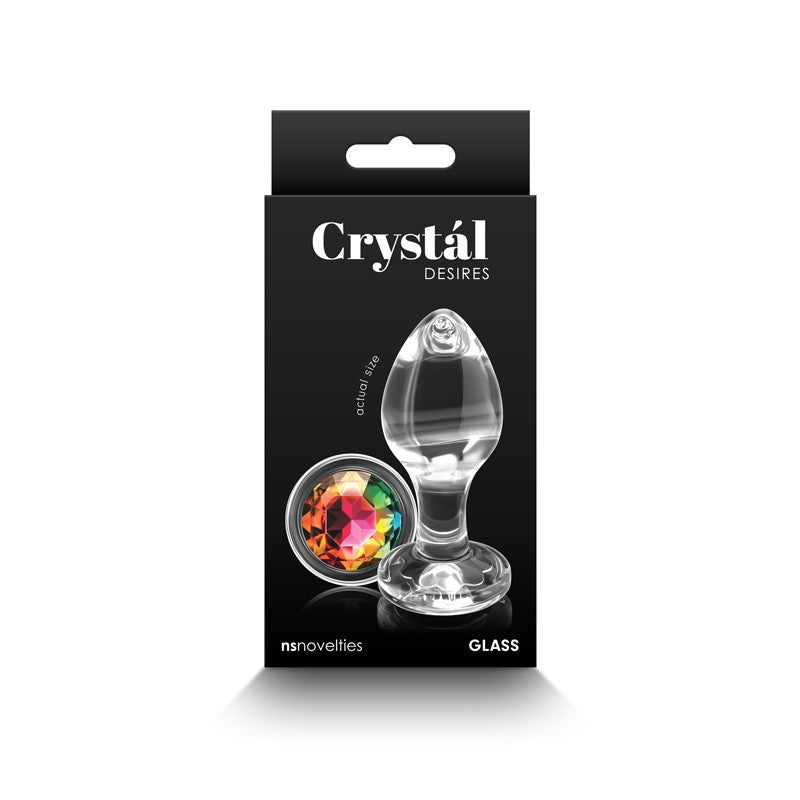 Glass Butt Plug - jewelry with multi-colored base Crystal Desire Rainbow M