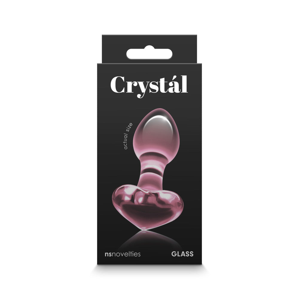 Glass anal dilator Crystal Heart pink