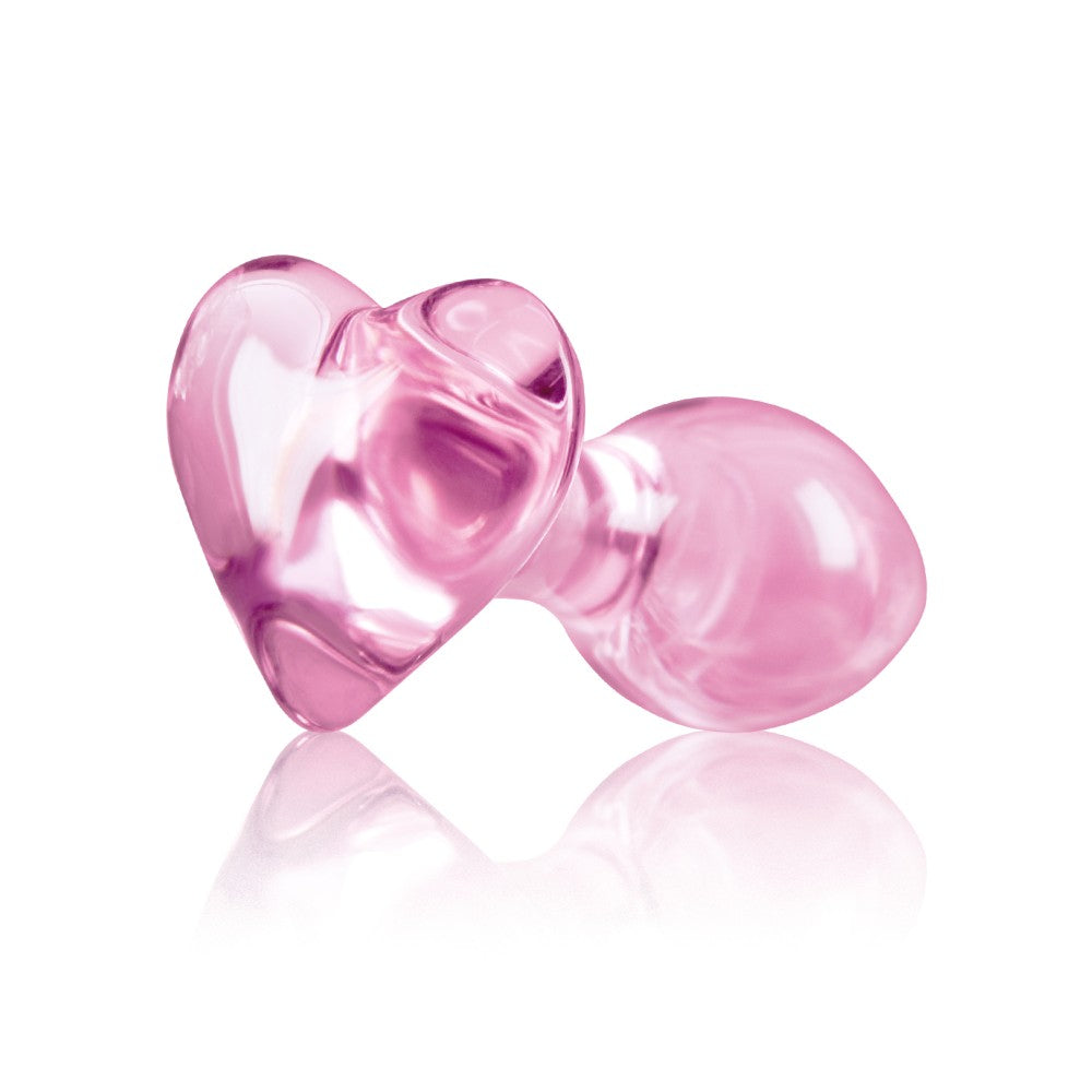 Glass anal dilator Crystal Heart pink