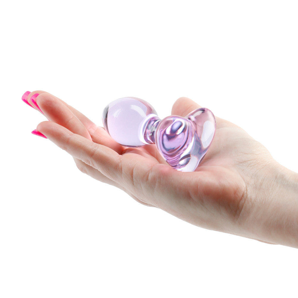 Glass anal dilator Crystal Heart purple