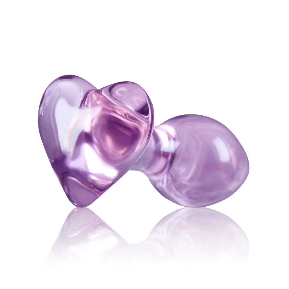 Glass anal dilator Crystal Heart purple