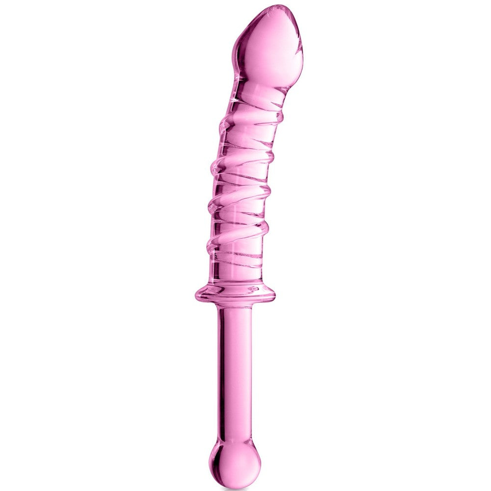 Glass dildo with embossed Glossy #16 pink