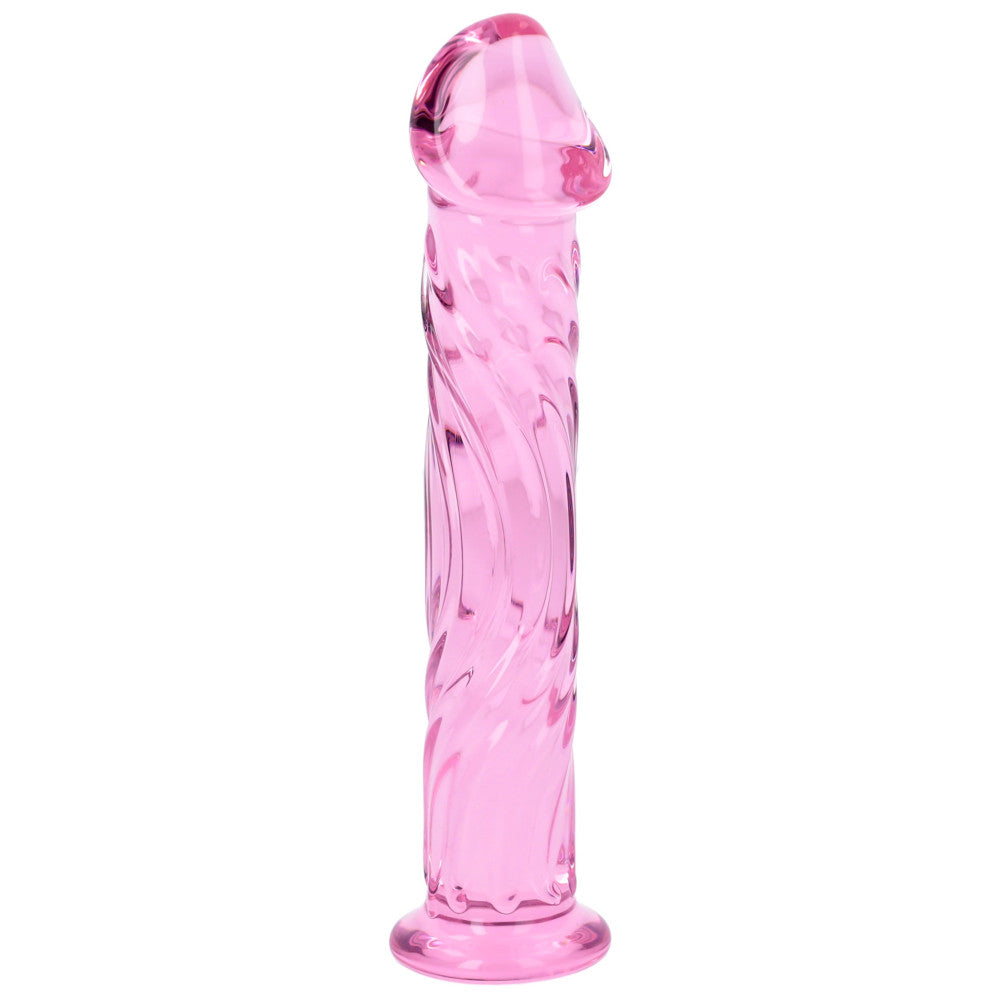 Glass dildo with embossed Glossy #4 pink