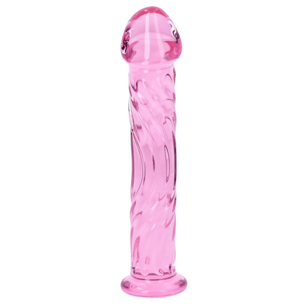 Glass dildo with embossed Glossy #4 pink